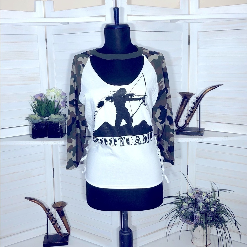 Upcycled Camouflage Army Boot Camp Shirt Women's Small